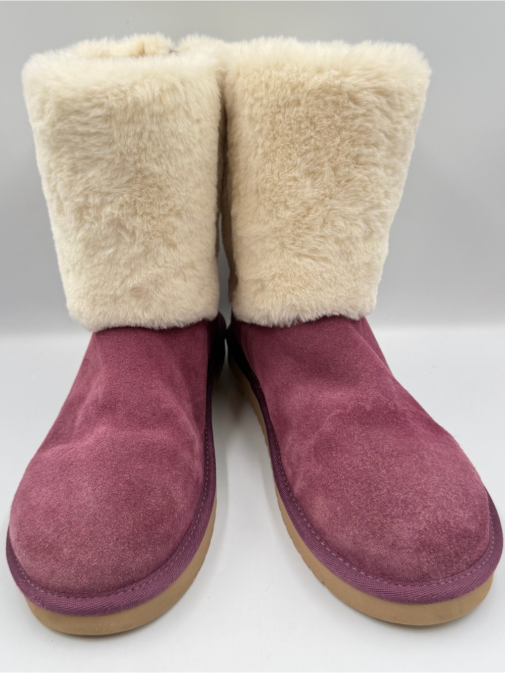Koolaburra by UGG Aubrei Short Boot Plum Women 8-8.5 Size Tag Missing Faux Fur